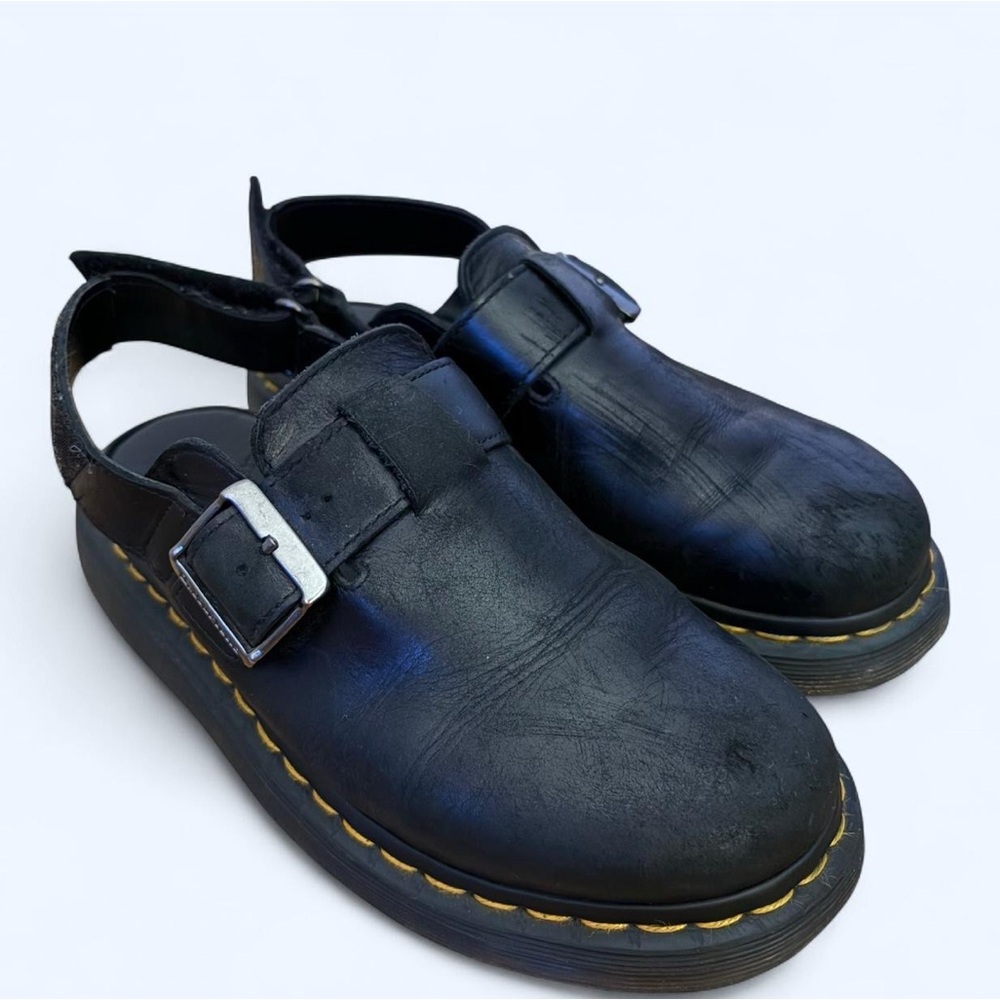 Black Leather Doc Marten Mules